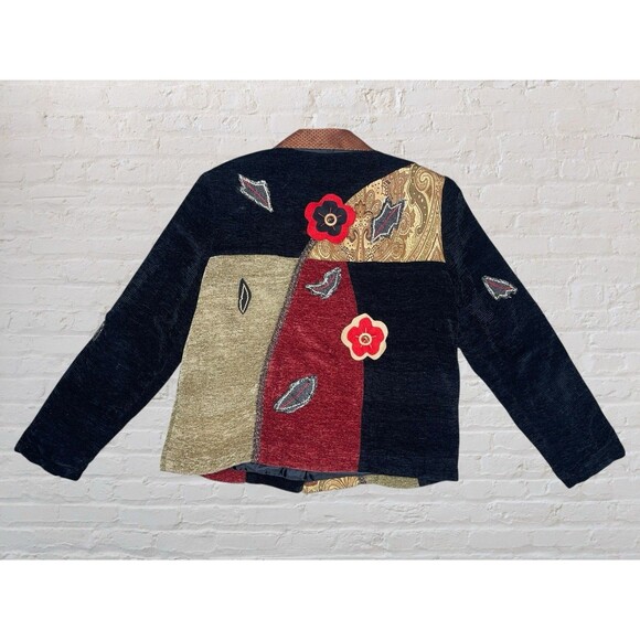 Vtg Julia Kim Patchwork Tapestry Jacket Blazer Women SM Wearable Art Embroidered - Picture 8 of 14